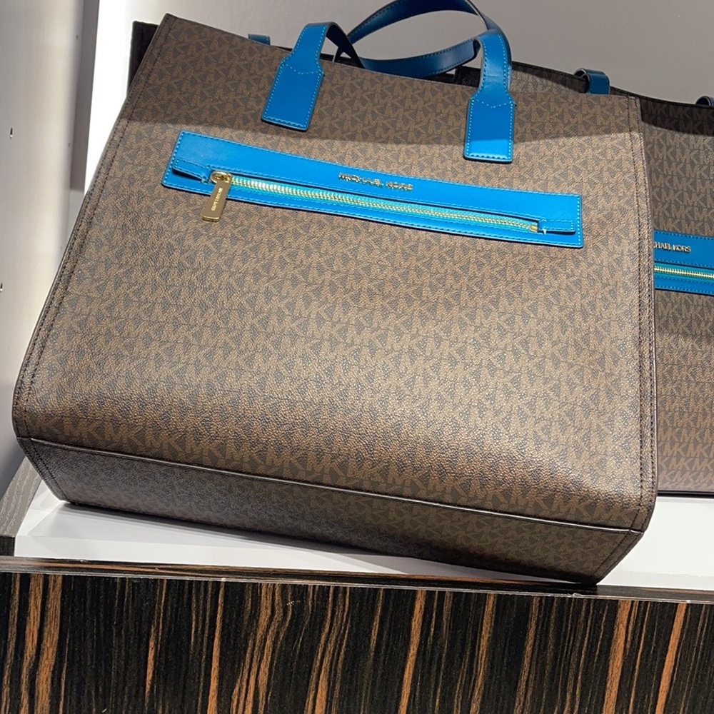 MICHAEL KORS KENLY LARGE NS GRAPHIC LOGO TOTE SATCHEL SHOULDER BAGMK SIGNATURE - Picture 8 of 16